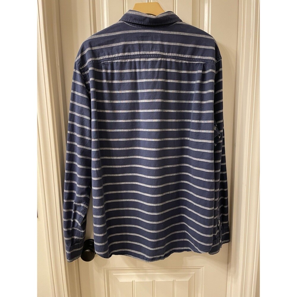 American Eagle Outfitters Shirt Men’s XXL Navy Striped Long Sleeve Button Down - Picture 2 of 7